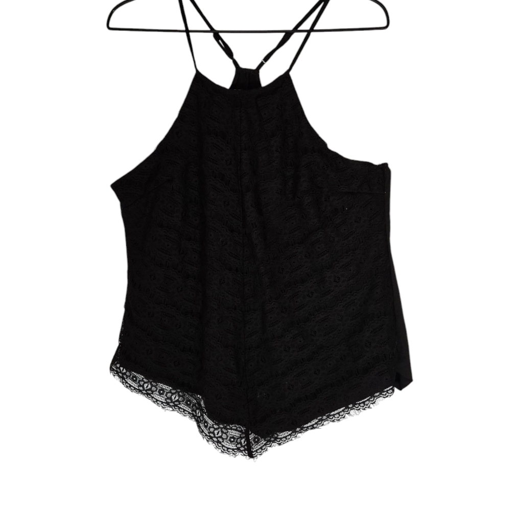 3-Pink Hearts Black Lace Tank Top